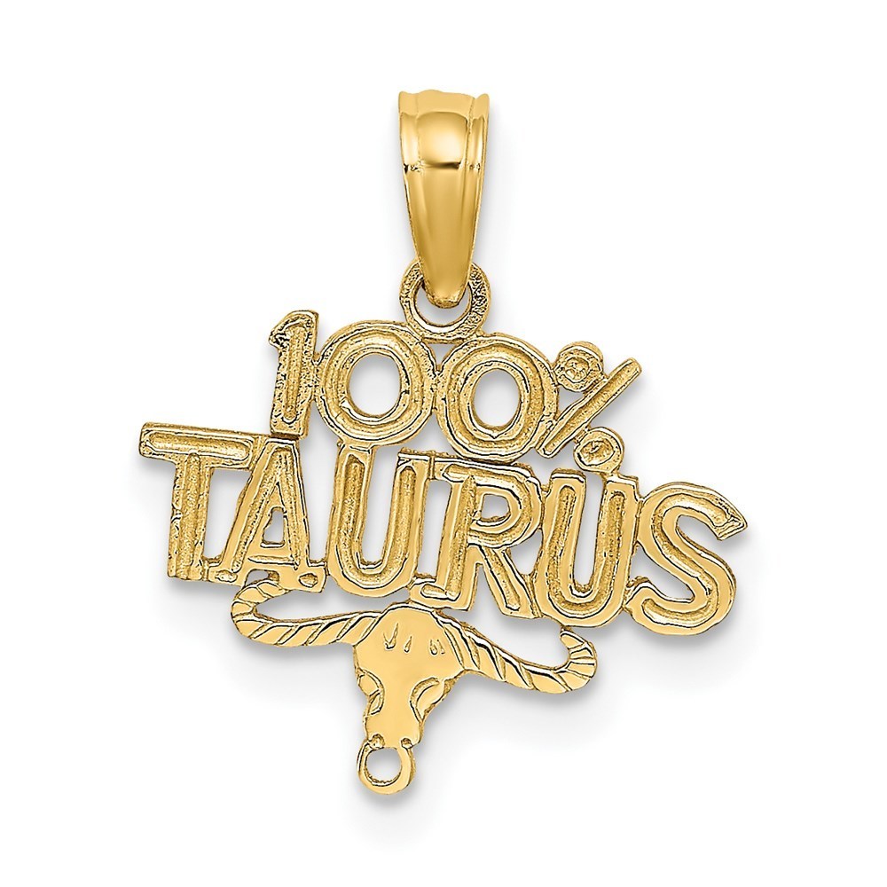Million Charms 14k Yellow Gold Small 100 Taurus Zodiac Charm Pendant
